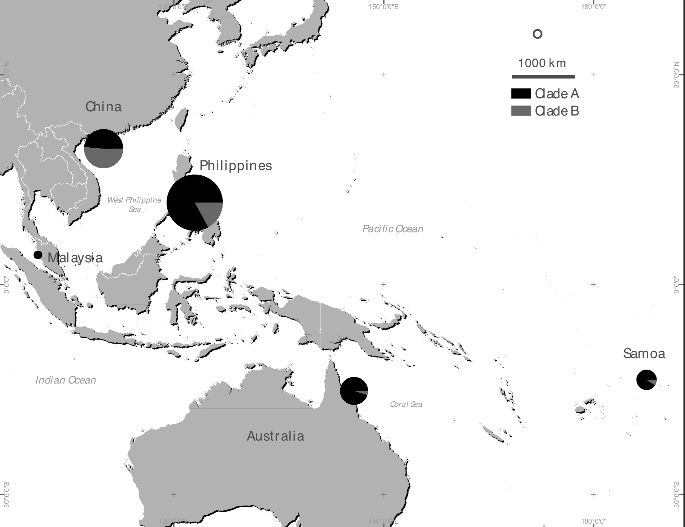 Clade distribution in Asia and Pacific